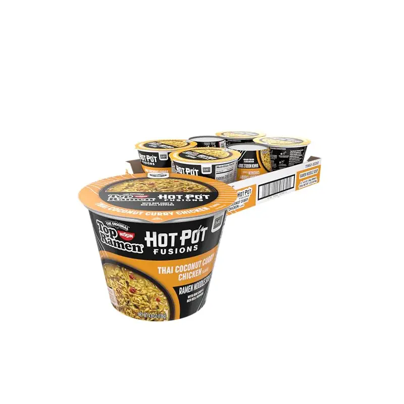 Top Ramen Hot Pot Fusions Thai Coconut Curry Chicken, 4.8 Ounce (Pack of 6) | Quick, convenient meal ready in minutes with just hot water.