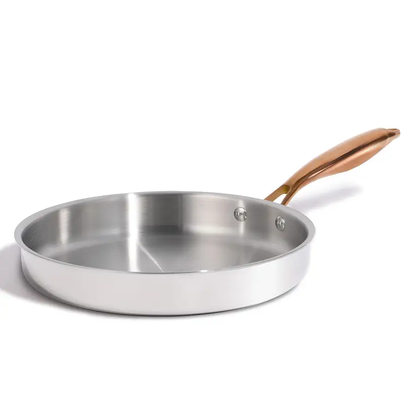 CAROTE 10" Tri-Ply Stainless Steel Frying Pan, Non-Toxic Egg Pan Omelet Pan, Oven Safe, Induction, Ceramic and Gas Cooktops Compatible, Polished Silver