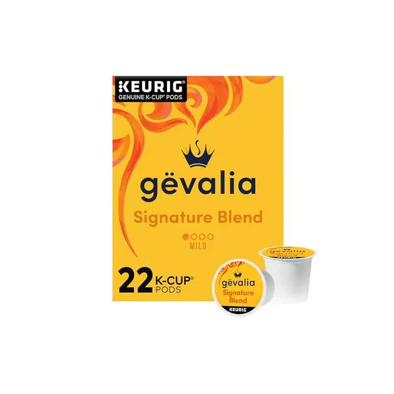 Gevalia K-Cup Coffee Pods, 22 ct Box, Signature Blend Mild Roast | Mild Roast K-Cups, 100% Arabica, Mellow, Balanced & Bright, Slow-Roasted, Compatible with All Keurig Systems