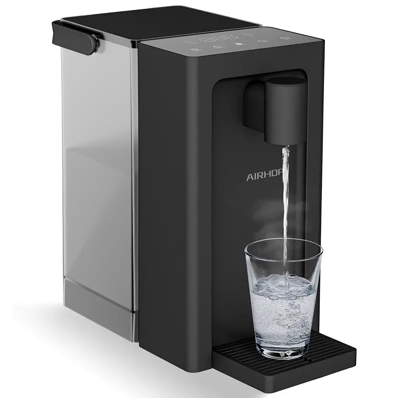 AIRHOP 3L Instant Hot Water Dispenser Countertop 5 Temp 3 Volume Options | 3-sec heating & child lock, BPA-free removable 100oz tank, instant tea coffee maker, compact desk water boiler