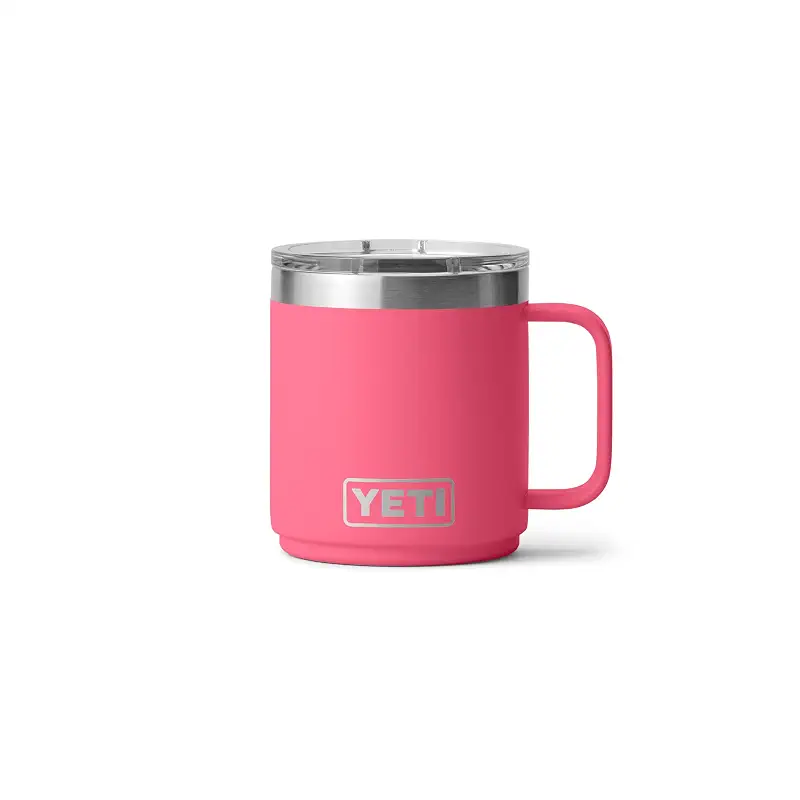 YETI Rambler 10 oz Ceramic Lined Stackable Mug, Vacuum Insulated, Stainless Steel with MagSlider Lid, Tropical Pink