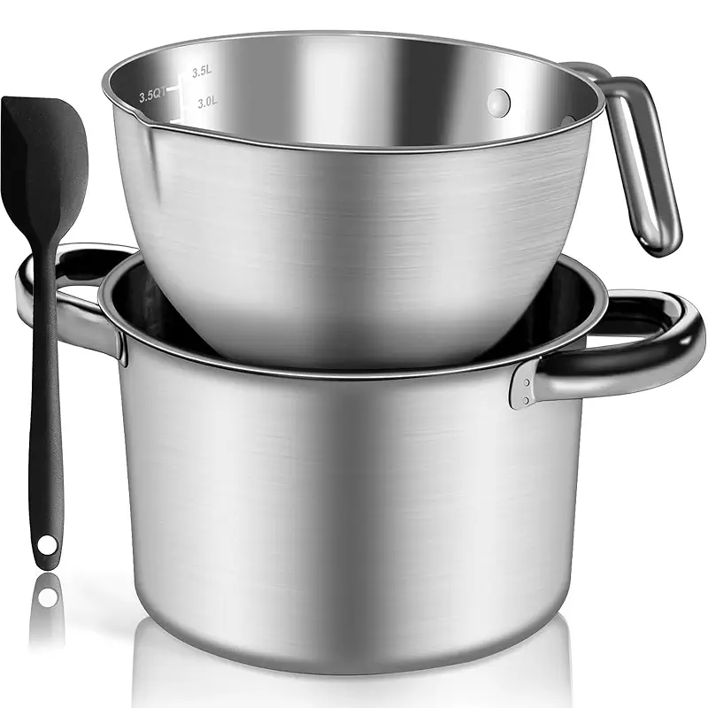Marsheepy 3.1QT Double Boiler Melting Pot with 4.5QT Stainless Steel Pot | 304 food-grade steel, rust-proof. Melt chocolate, butter, candy, wax, soap. Stovetop safe, Dishwasher safe