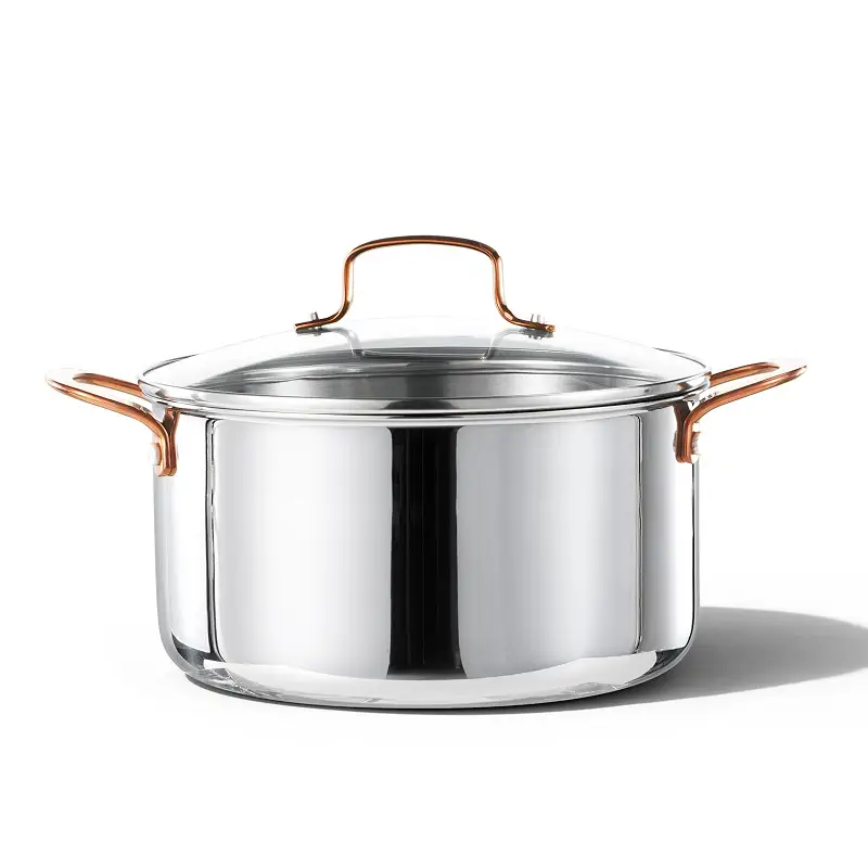 CAROTE 8 Qt Tri-Ply Stainless Steel Stockpot, Non-Toxic Stock Pot with Lid, Soup Pot for Pasta, Even Heating, Oven Safe, Induction, Ceramic and Gas Cooktops Compatible, Sliver, Mothers Day Gifts