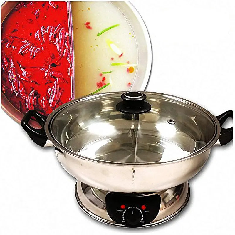 Sonya 5.1L Electric Dual-Sided Shabu Shabu Hot Pot, Stainless Steel Hotpot | Detachable Stainless-Steel Pot and Dishwasher Safe; Adjustable Temperature; Ideal for Family Dinners and Hot Pot Parties.