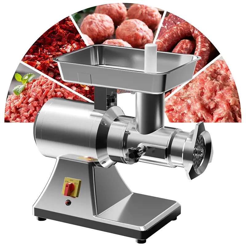 #12 Electric Meat Grinder Heavy Duty 1.3 HP Full Stainless Steel Commercial | Grind Chicken Bones and Frozen Meat, for Gamekeeper & Pet Food, With Sausage Stuffer Tube, Large, Industrial, 950W, Home Use