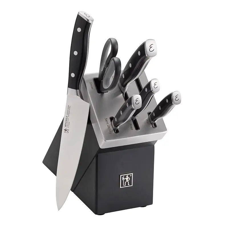 Henckels x Emeril, Nola Self Sharpening 7-Pc Knife Set, German Engineered | Automatically Sharpens Knives When Stored in The Knife Block. Dishwasher Safe, Comfortable Handle, Effortless Cutting.