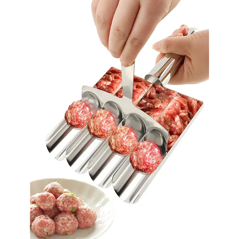 Meatball Maker Tool, with Nonstick Scoop | Stainless Steel Portable Non Stick Meat ball Maker, Kitchen Restaurant Must Have Meatball Making Set,Home Cooking Tools