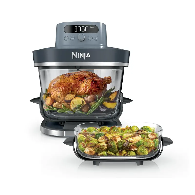 Ninja Crispi Pro Glass Air Fryer, 6-in-1, Cyberspace, AS101CY | Max crisp, air fry, bake, roast, recrisp, dehydrate, 1800W, 450F max, 6Qt, 2.5Qt containers