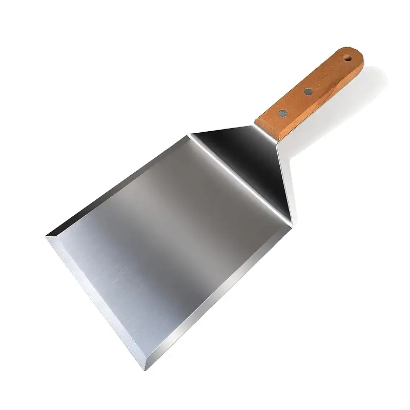 Smash Burger Spatula, Premium Large Meta Spatula - 6x5 inch Extra Wide Spatulas for Griddles & Grills, Steel Heavy Duty, Wooden Handle （1pcs）