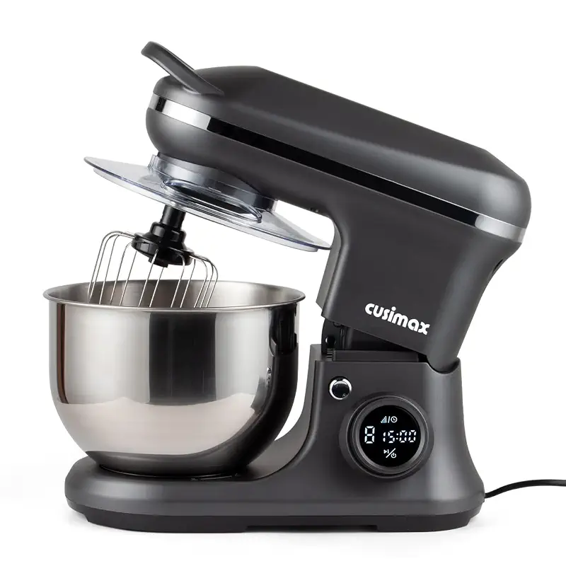 CUSIMAX Stand Mixer with Digital Switch Control, 5-Quart, 650W, Grey | Adjustable Timer 15mins & 8 Speeds, kitchen Electric Mixer with Dough Hook, Wire Whip & Flat Beater, Tilt-Head with handle