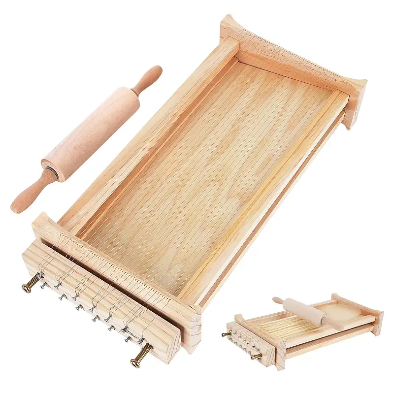 Chitarra Pasta Cutter With Pasta Roller Double-Sided Cutter 0.24in | Traditional Italian Pasta Maker, Homemade Pasta Tools Stainless Steel Cutting Wire Durable And Deform-Resistant