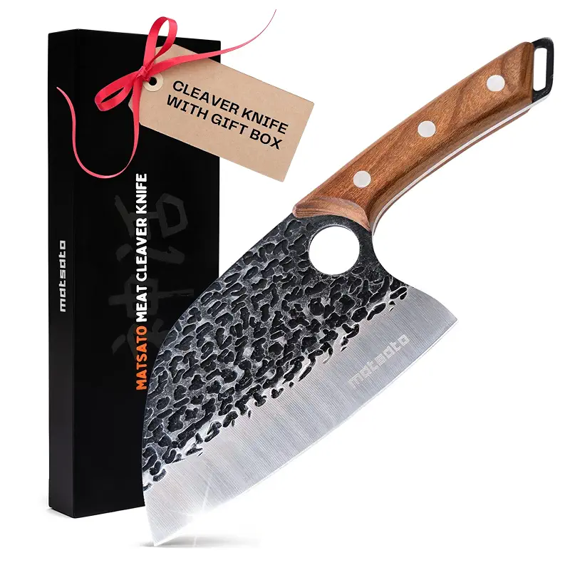Matsato Cleaver Knife – Japanese Steel Cooking Butcher Knife for Meat & Vegetables Chopping, 5.8 Inch Kitchen Knife, Kitchen Gift for Men & Women | Japanese Steel Cleaver, Butcher and Meat Knife, for Chopping Meat and Vegetables, Kitchen Knife, Cuchillo de Carne, 5.8 in