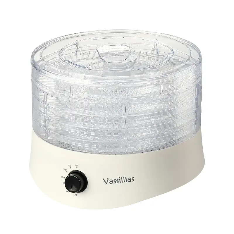 Small Food Dehydrator Dryer - Dehydrator for Healthy Food | Meat, Jerky, Fruit, Vegetable, Mushroom and Herb, 280W, 158°F, Mini Dryer with 5 BPA-Free Drying Trays, White, Model 704M