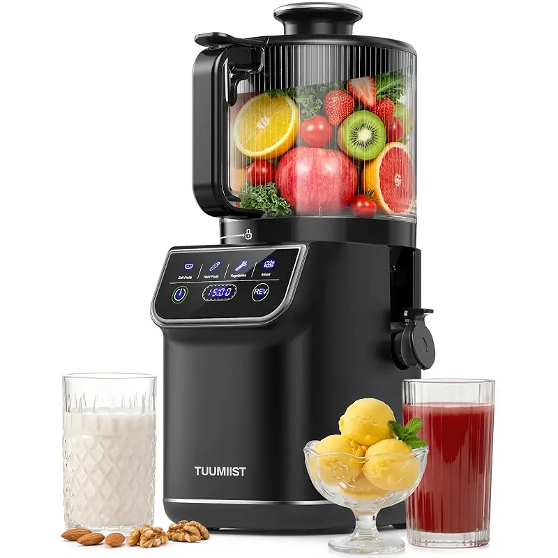TUUMIIST 3-in-1 Cold Press Juicer Machine, Smart Touch Masticating Juicers for Whole Fruit & Vegetable, 6.5" Wide Chute Slow Juicer for Nut Milk & Sorbet, High Yield, 100oz Large Capacity, Easy Clean