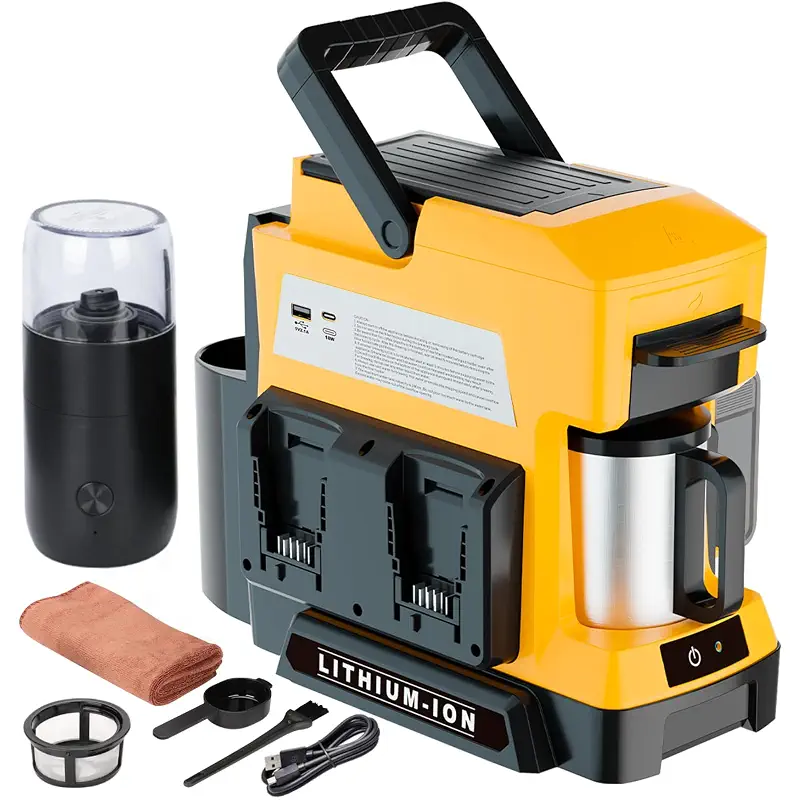 Cordless Coffee Maker for Dewalt 20V MAX Battery, 3 Brewing Options Drip Coffee Maker with Coffee Grinder, Portable Single Serve Coffee Makers for Camping, Travel, and Jobsite. (Tool Only)