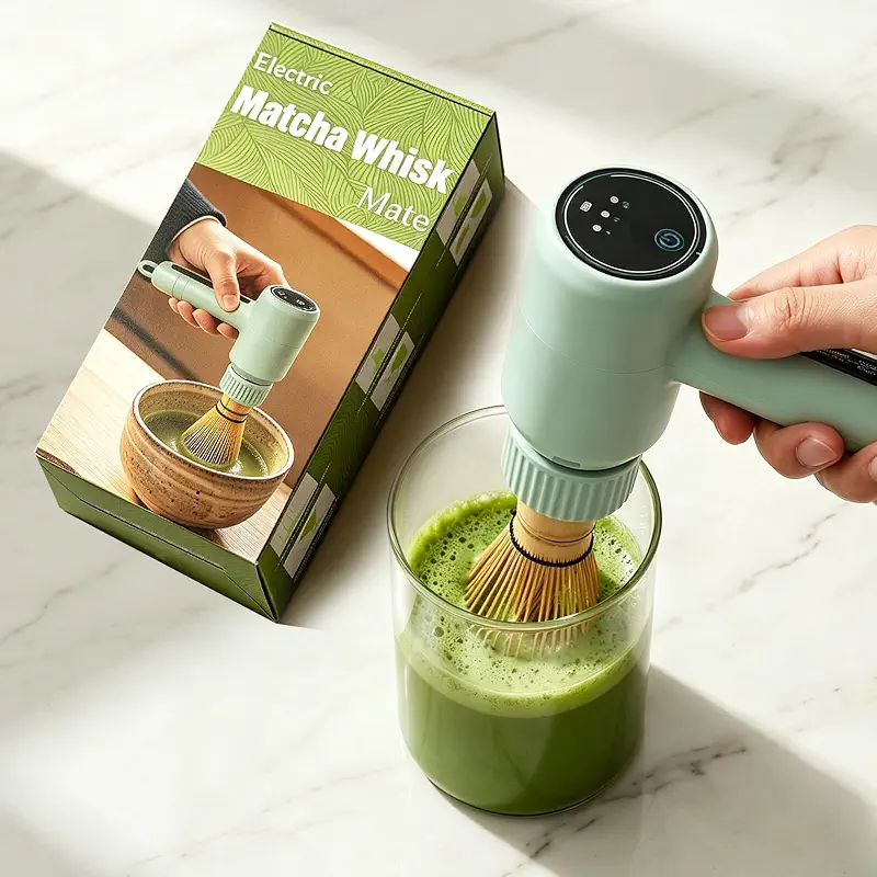Clay&Fire Matcha Whisk, Portable Electric Powered Whisk for Matcha Powder | Versatile Matcha Shaker for Cooking Tasks, Making Cakes,Whipping Cream (Sage green)