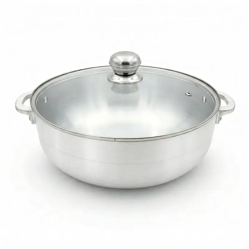 5.5-Quart 11-Inch Traditional Caldero Pot with Tempered Glass Lid, Aluminum Rice Pot for Arroz, Beans, Soups and Stews, Induction Compatible
