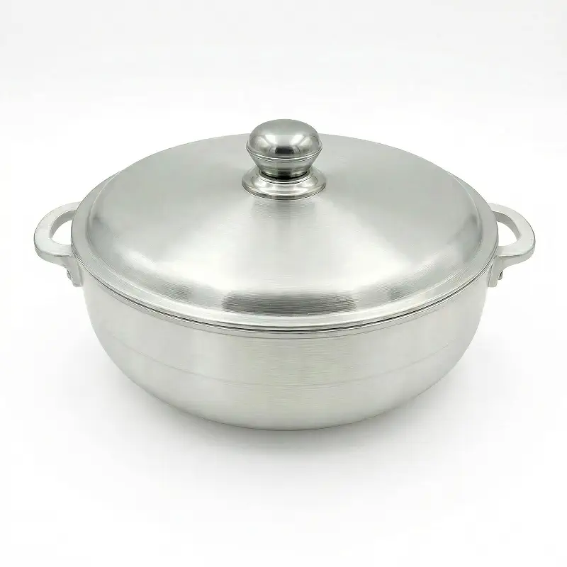 5.5-Quart 11-Inch Traditional Caldero Pot with Silver Aluminum Lid, Aluminum Rice Pot for Arroz, Beans, Soups and Stews, Induction Compatible
