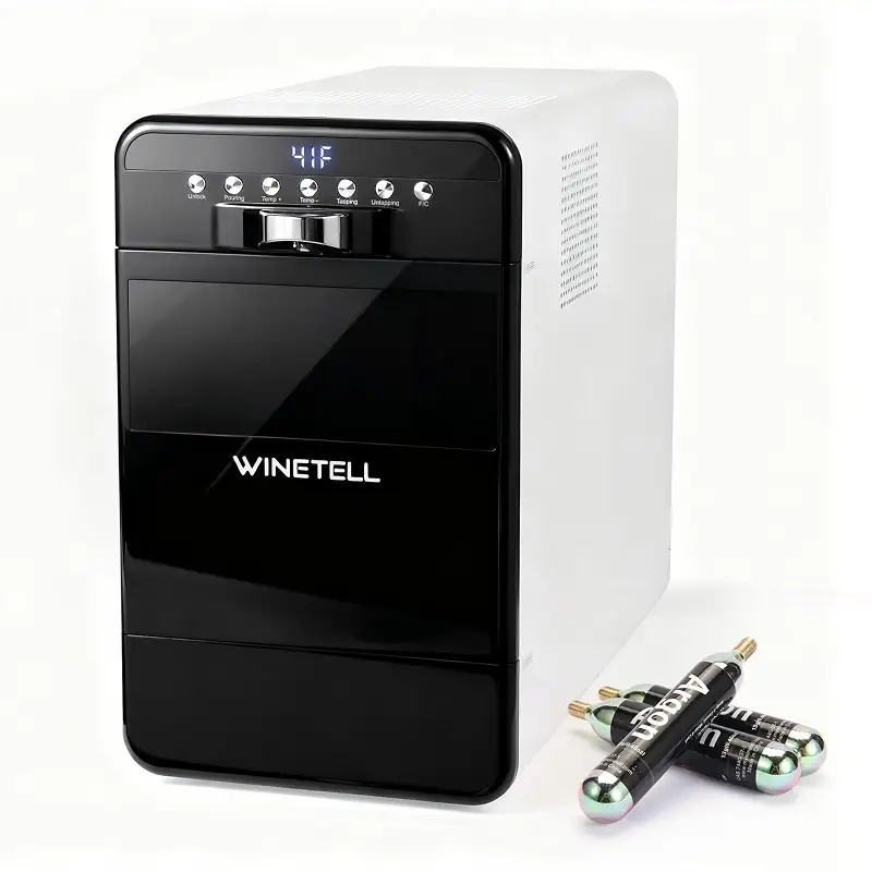 Wine Preservation System, Adjustable Temp Wine Dispenser Saver | Preserves Wine Freshness & Flavor, for Home, Office & Hotel, Without Removing Corks (White)