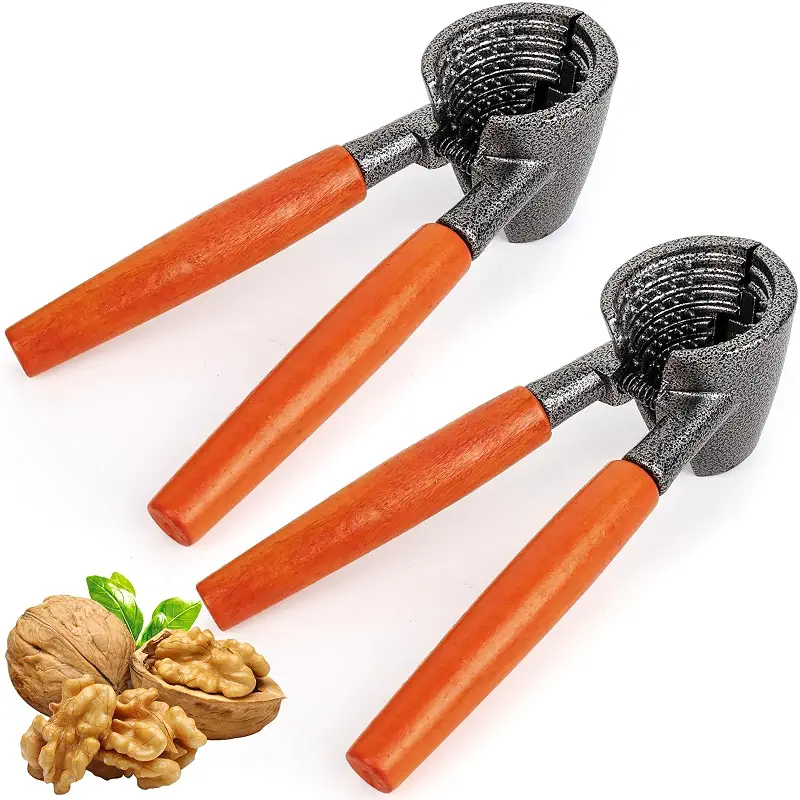 2Pack Nut Crackers Heavy Duty Nutcracker For Pecan Walnuts, Hazelnuts, Brazil Nuts, Wooden Handle