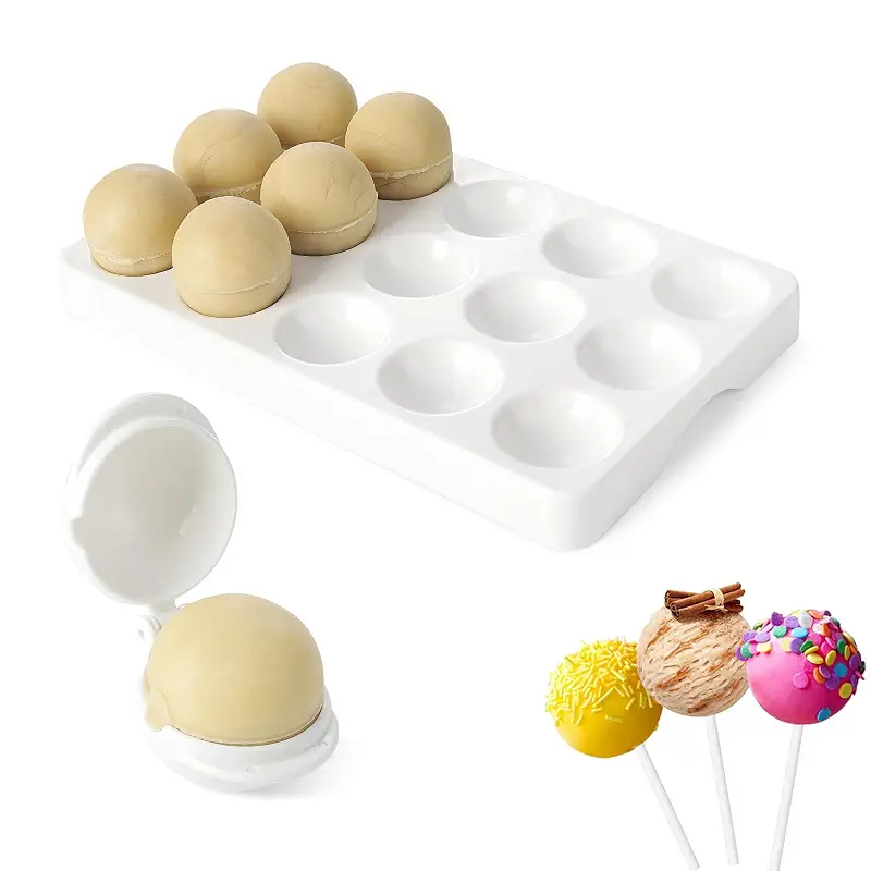 MITCHENIFY Round Cake Pop Mold and Tray, Baking Molds, Cakepop Molds Shapes | Sphere Cake Pop Cutter Kit, Easy to Use and Clean, Home Baking, Birthday Parties,Wedding Desserts, Gift for Baking Lovers