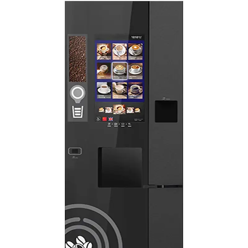 Smart Touchscreen Coffee Vending Machine - Self-Service with Coin/QR Code Payment, 20+ Fresh Ground Flavors, Lattes & Cappuccinos - Ideal for Offices & Public Spaces