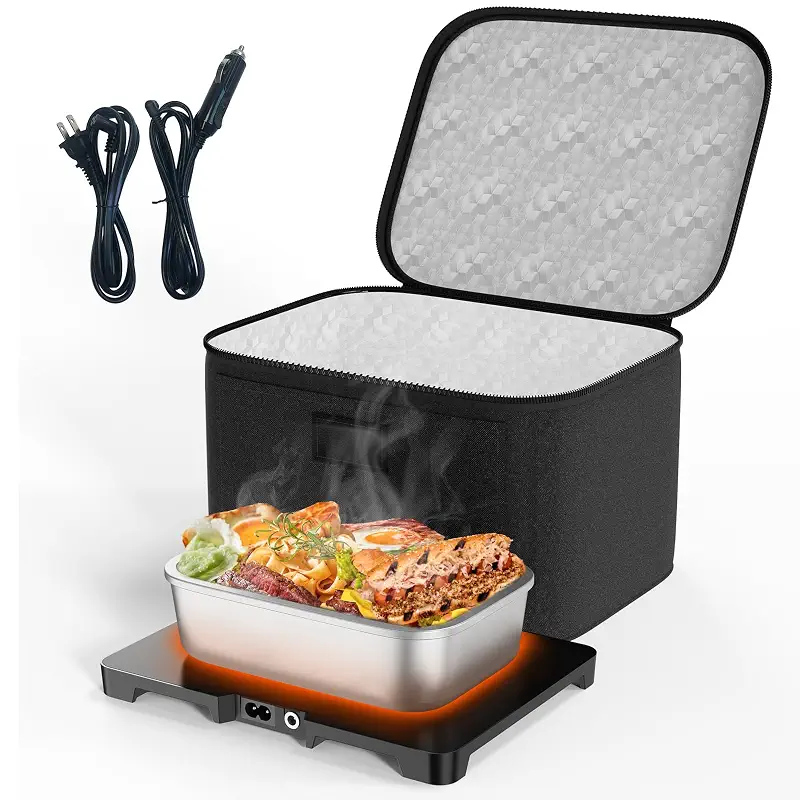 Portable Electric Lunch Box Food Heater,12V/24V/110V 3-in-1 Food Warmer Box, Mini Portable Oven Car Food Warmer, Heated Lunch Bag for Adults Office Travel Work Truck Meal Reheating