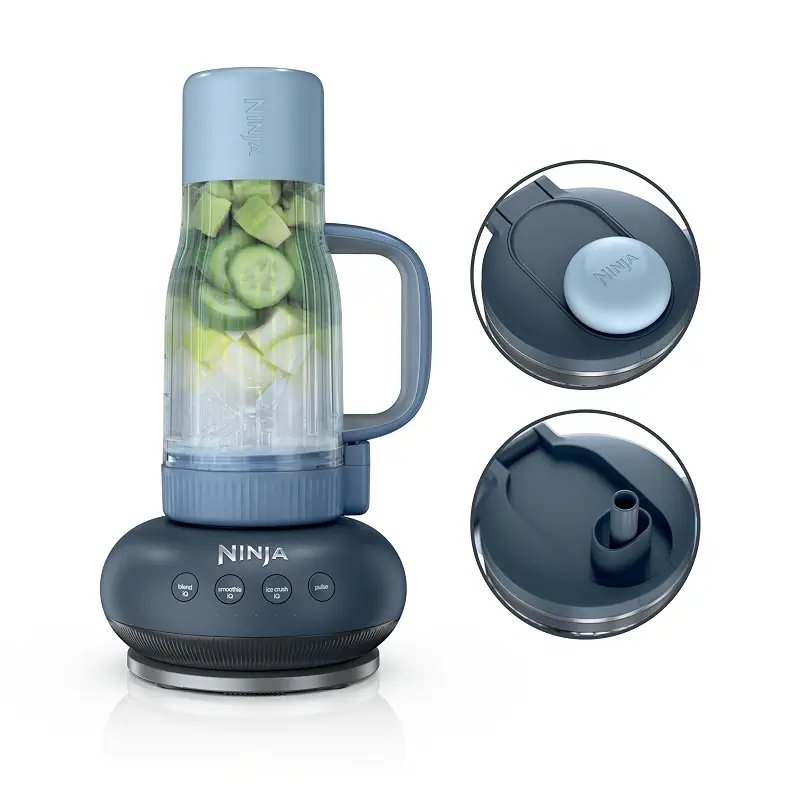 Ninja BlendBOSS Personal Blender, 26oz Tumbler, 1200PW, Cyberspace, DB351CY | 1200-peak-watt BlendBOSS crushes ice to snow. 26-oz leakproof tumbler, chug spout & detachable straw. Dishwasher safe.