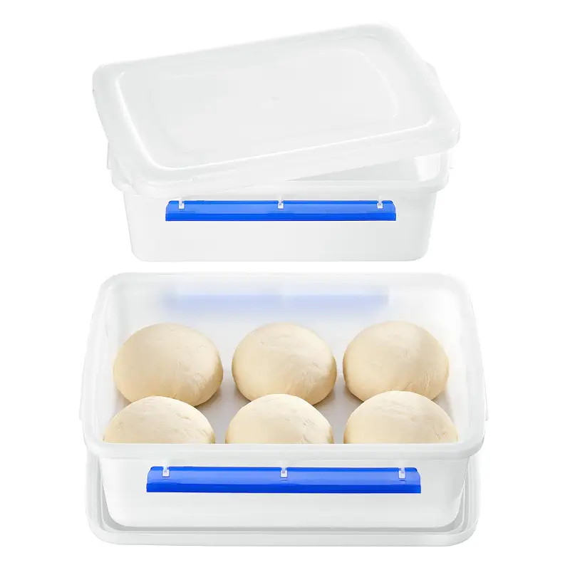 Vtopmart 2 Pcs Pizza Dough Proofing Box with Lids and Latches for 4-6 Balls | BPA Free Food Grade Container, Airtight Snap-on Lids, Stackable & Durable, Versatile Storage for Cookie Buns, Dishwasher-safe