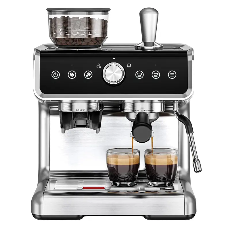 EUHOMY Espresso Machine with Grinder, 20 Bar Professional Espresso Coffee Maker for Home,with Milk Frother for Latte, Cappuccino & Barista-Style | 58mm Portafilter, PID Temperature Control, Steam Wand, Removable Water Tank for Cappuccino and Latte