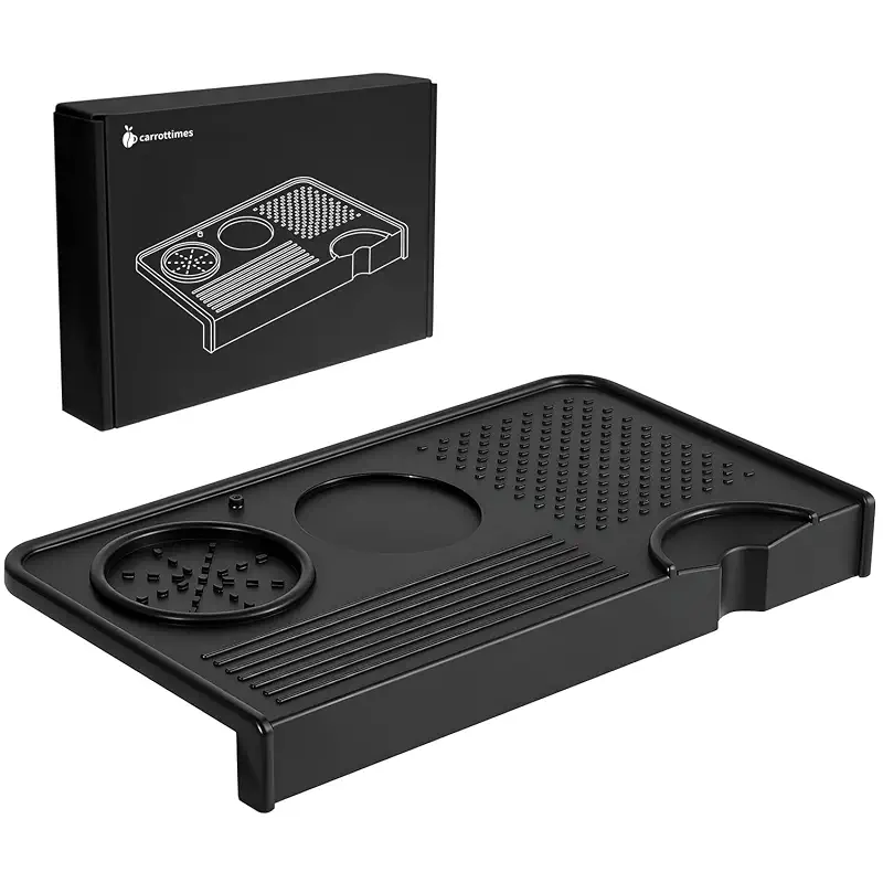 Espresso Tamping Mat, 7mm Silicone Tamper Mat for Portafilter, Black | Food Grade Silicone Mat with Non-Slip Surface, Waterproof and Heat Resistant for Espresso Preparation