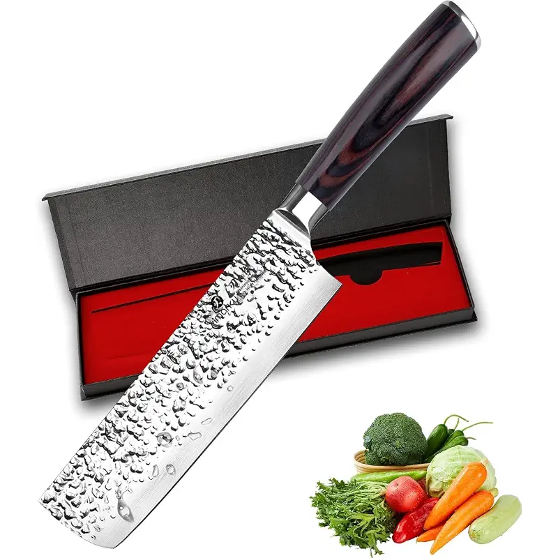 imarku Nakiri Knife 7 Inch,Razor Sharp Japanese Kitchen knife Chef Knife | Multipurpose Japanese High Carbon Stainless Steel Meat Vegetable,Ergonomic Pakkawood Handle,Ideal Gift for Men and Women
