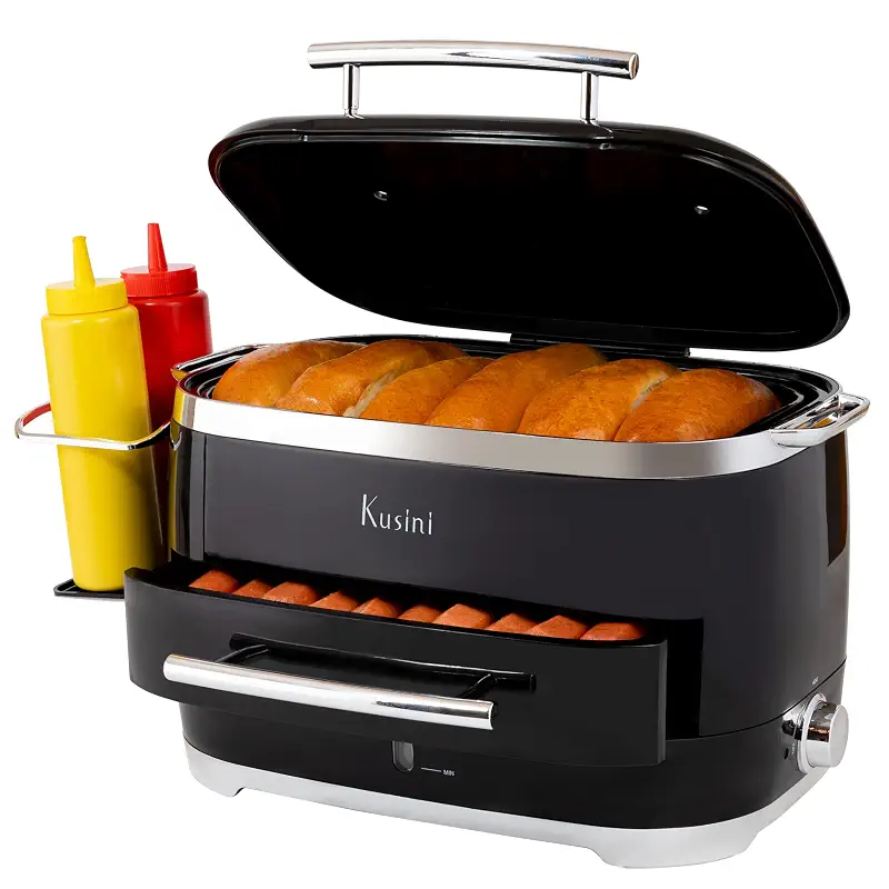 Kusini Hot Dog Food Steamer Machine With Bun Warmer, 24 Hot Dog & 12 Buns | Electric Steamer for Cooking Vegetables, Fish, & More - Unique Housewarming Gift Idea - Movie & Date Night Hosting Essential