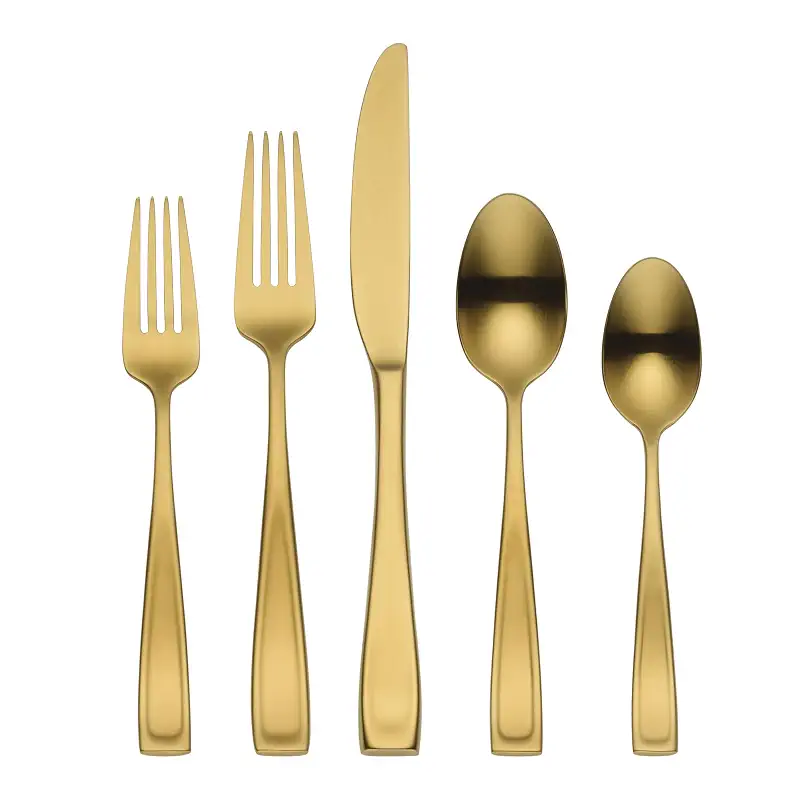 Oneida Moda Gold Satin 20-Piece 18/10 Silverware Set for 4, Flatware | satin finish, dishwasher safe | includes knives, forks, and spoons | heavy duty, cutlery set for kitchen and dining, utensils