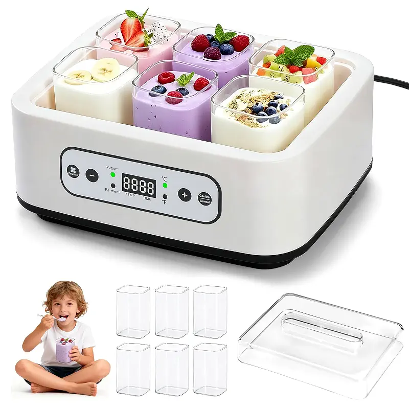 Yogurt Maker Machine -Probiotic Yogurt Makers 36 Hour L Reuteri with Temperature Control & Adjustable Time,Curd Yoghurt Maker + 6 Cups with High Temperature Resistance and Easy Cleaning