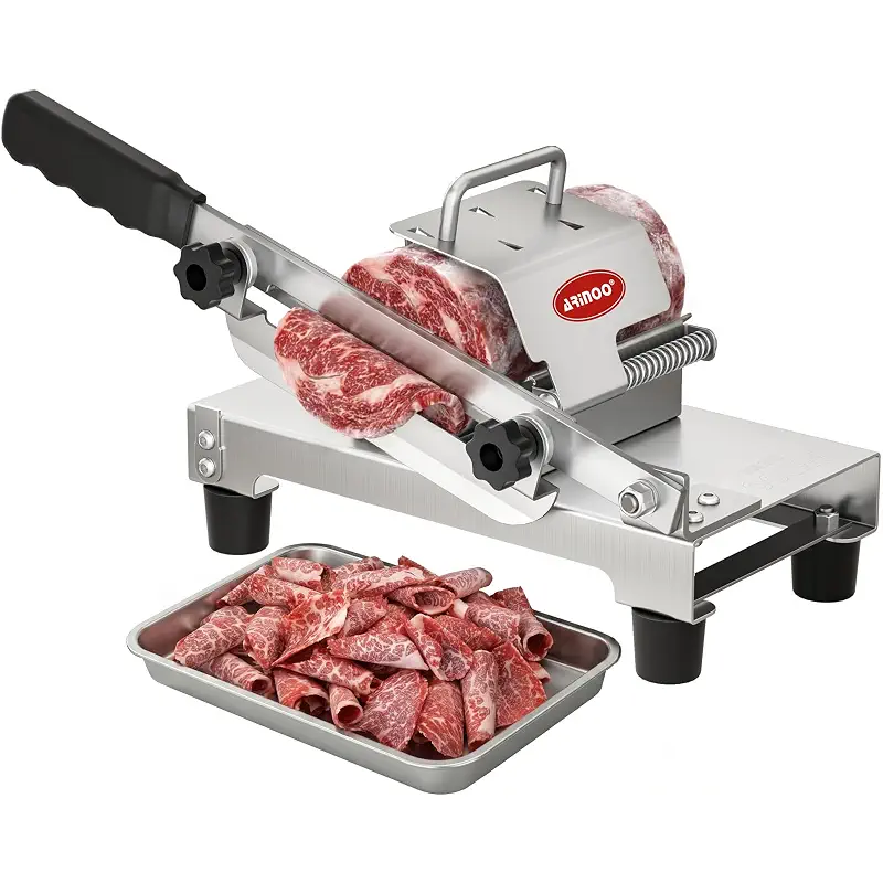 Manual Frozen Meat Slicer, Stainless Steel Meat Cutter for Home Use | Manual Slicing Machine with Adjustable Thickness for Beef, Pork, Lamb, Bacon BBQ,Salad,and Sandwich Slicing Easy to Use