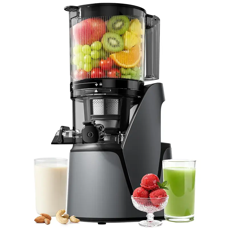 EanOruus Juicer Machines, 3-in-1 Cold Press Juicer, Premium Gray | Makes Juice, Nut Milk & Sorbet, 6.5" Extra Large Chute, 100oz Large Capacity, AC Motor