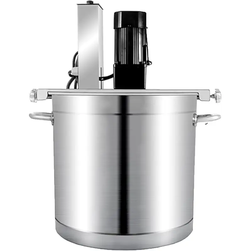 Professional 20L Stainless Steel Automatic Pot Stirrer 120W Electric Mixer with Three-Layer Bottom High Torque Motor Barrel for Soup Sauce Jam 10kg Capacity