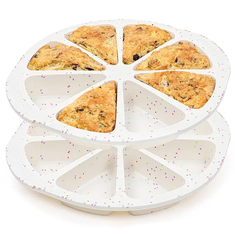 Vinino 2-Pack Silicone Scone Pan, 8-Cavity Scone Mold with Reinforce Frame | Nonstick Scone Mold With Non-Slip Handles for Brownies, Muffins, Cheesecake, Wedge Pan for BPA-Free, Oven, Dishwasher Safe
