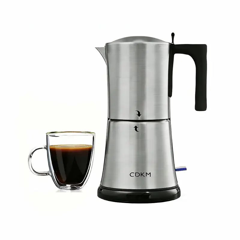 Electric Coffee Pot, Stainless Steel Moka Pot, 3-6 Cups | Automatic mocha coffee maker,Italian espresso machine,Automatic power-off,340ml espresso maker,Anti-scalding,Safety