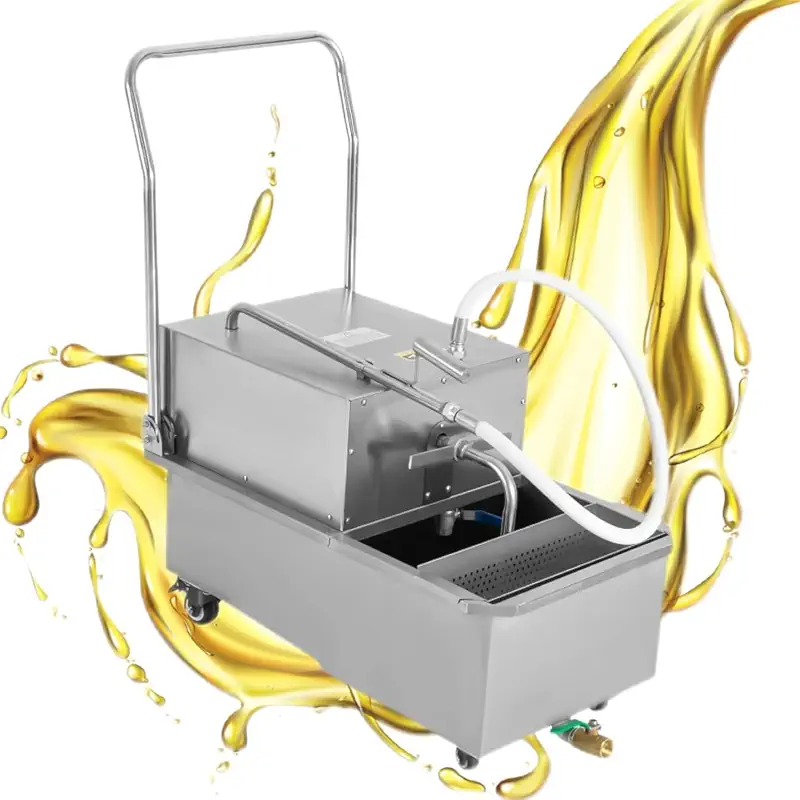 Fryer Filter Machine, 55L/14.5 Gal Mobile Frying Filter Cart Separator, 550W 110V Stainless Steel Commercial Oil Filler Truck, Cooking Oil Filtration System for Supermarket Restaurant Burger Stores