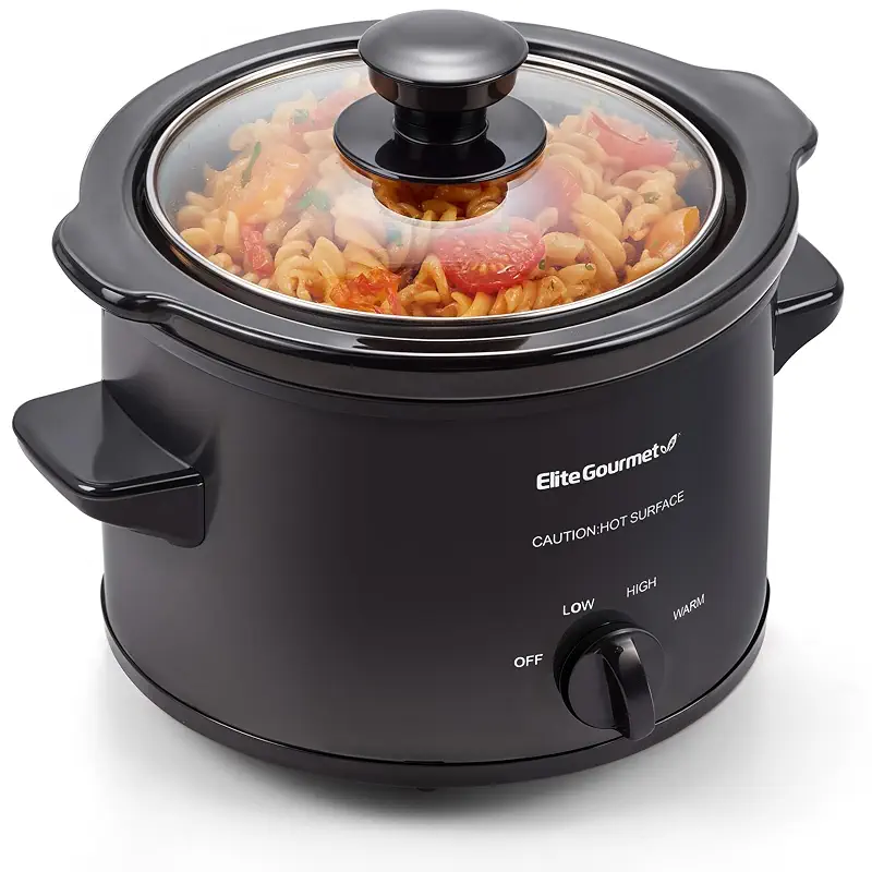 Elite Gourmet MST-250XBX Electric Ceramic Slow Cooker, 1.5 Qt, Black | Adjustable Temp, Dishwasher-Safe - Great for Entrees, Sauces, Soups, Roasts, Stews & Dips