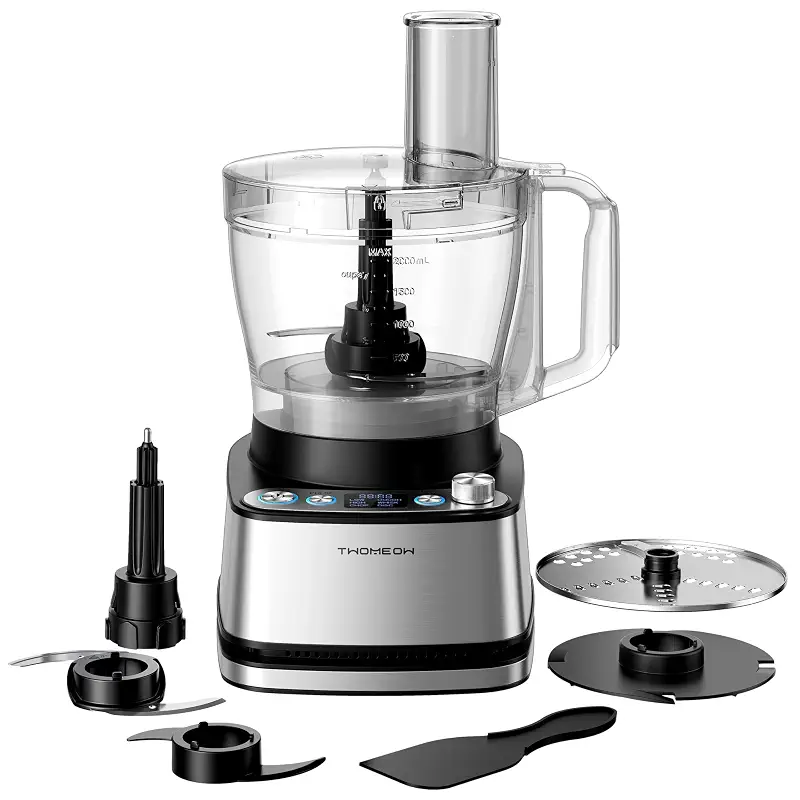 Food Processor, 4 Programs & Pulse,1000W Max Power,12 Cups Total Volume for Slicing, Mincing, Dicing, Shredding, Puree, Dough and Vegetable Chopper Clean Bowl Scraper, Stainless Steel