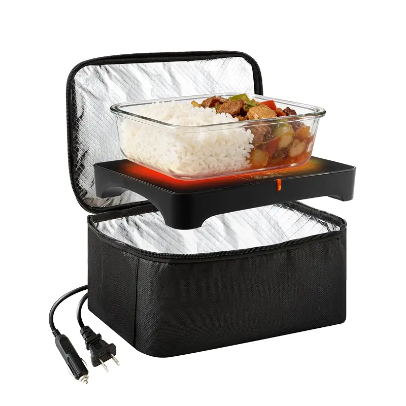 Portable Oven, 100W Electric Lunch Box Food Heater - 12V/24V/110V 3-in-1 Food Warmer for Car, Truck, Travel, Office & Home, Come with Spoon and Fork (Black1)