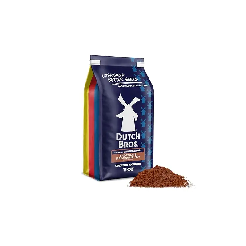 Dutch Bros Chocolate Macadamia Nut Flavored Ground Coffee, 11oz Bag | 100% Arabica coffee, Drip and French press compatible, Sweet macadamia nut and chocolate flavor, 1 bag included