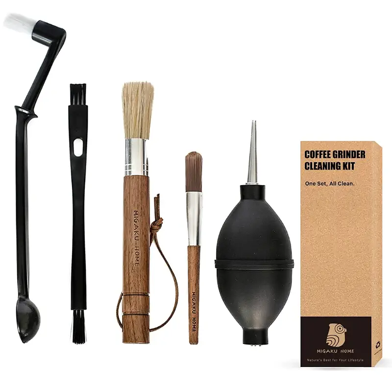 Coffee Grinder Cleaning Kit - 5Pcs Large Soft Brush, Small Hard Brush, Group Head Brush, Long-reach Brush & Air Blower for Coffee & Espresso Machine Parts & Accessories
