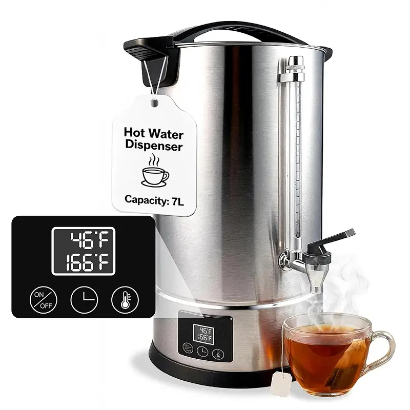 7L (30 Cups) Hot Water Dispenser Urn, Commercial Hot Water Boiler | 304 steel tank, digital temp control, keep-warm, boil-dry protection, for tea, coffee, formula, restaurant, hotel and events