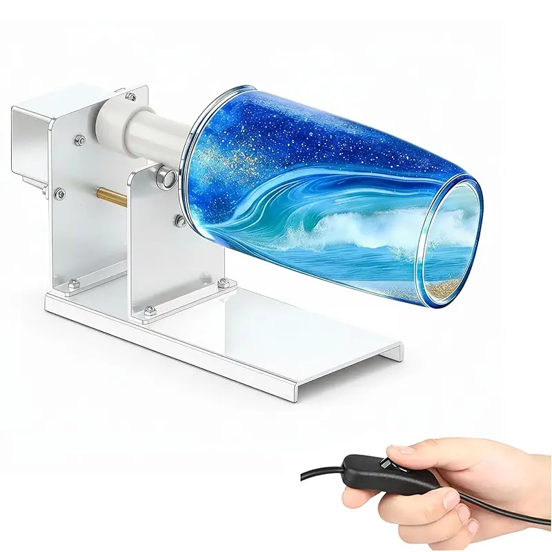 Cup Turner for Crafts, 2-Way Rotation Epoxy Tumbler Spinner Machine Kit – Dual Direction Spin for Glitter & Resin, Compatible with Handled Mugs & Various Tumbler Sizes