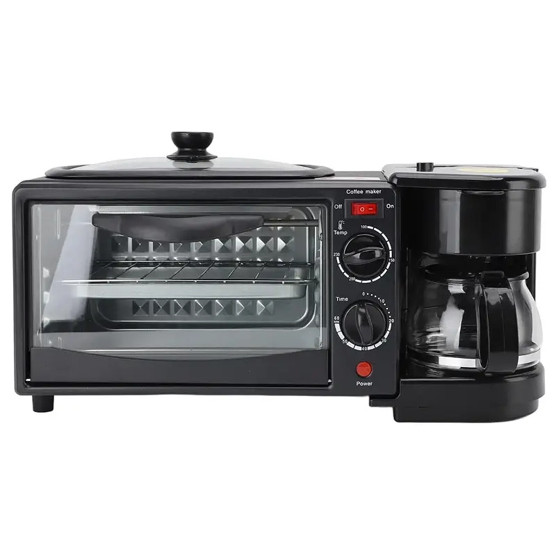 3-in-1 Breakfast Station with Toaster Oven, Coffee Maker, and Griddle, Multifunctional Kitchen Appliance