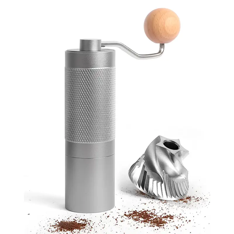 Pro Manual Coffee Grinder Stainless Steel Conical Burr With Adjustable Settings.Portable For Espresso, French press, Pour-over. All-metal, Plastic-free, Perfect For Travel camping